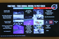 ボルボはセーフティーを日常的な運転シーンでドライバーをアシストする「アシスト」、危険が迫った時に衝突しないようにサポートする「プリベント」、実際に衝突したときに乗員の被害を低減させる「プロテクト」の3段階を想定し、それぞれの段階で安全性を高める機能を開発している。