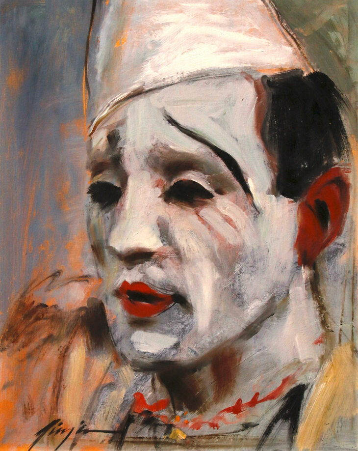 美術学校時代の習作である《ピエロ》。油彩、キャンバスボード、55×65cm