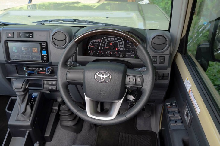 ステアリング機構には「路面からのキックバックが鈍い」「車軸懸架との相性がいい」「耐久性に優れる」等の特徴がある、リサーキュレーティングボール式を採用。初めての人は、そのダイレクト感のない操作性にとまどうことだろう。