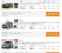 『webCG』の中古車検索ページから。2017年式の「ホンダ・フリード」をチェックしてみたところ、170万円前後の車両がずらりと並んだ。