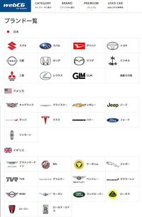 webCGのメニュー画面に見られる、各自動車ブランドのエンブレム。写真はその一部だが、工夫を凝らしたそれぞれの紋章には、メーカーのさまざまな思いが込められている。