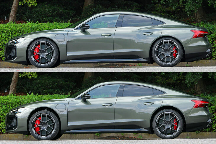 エアサスペンションに電気油圧式アクチュエーターを組み合わせたアクティブサスペンションには、ドアの開閉に合わせて車高を昇降させる「エレベーテッドエントリー」機能も採用。車高の低いクルマにつきものの、乗降時の負担を緩和してくれる。