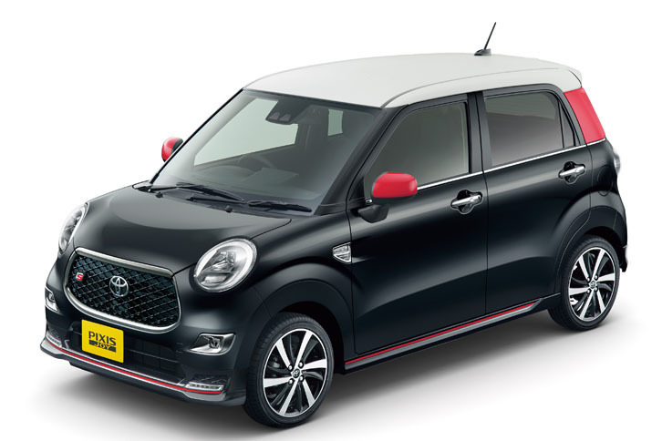 「ピクシス ジョイS “SA III”」。ボディーカラーは「ブラックマイカメタリック×ホワイト×シャイニングレッド」。