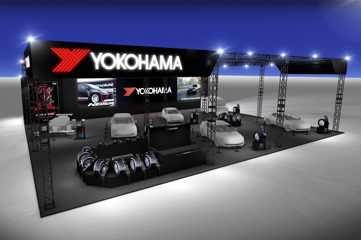「東京オートサロン2023」におけるヨコハマタイヤのブースのイメージ。