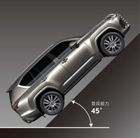 登坂可能な角度は45度。安定して走行できる左右方向の傾斜は44度で、最大渡河深度は700mmと公表される。