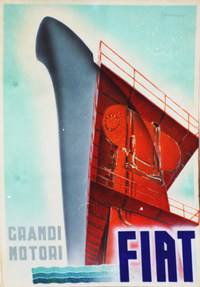 1934年のフィアットの広告。フィアットは自動車産業のみならず、重工業、機械工業に幅広く携わる複合企業となっていた。