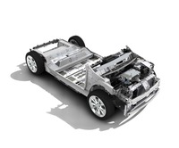 「CMF-BEV」プラットフォームを採用したEVのベアシャシー。アルピーヌのBセグメントホットハッチも、このアーキテクチャーでつくられることになる。