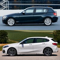 2011年に登場した2代目（上）と2019年に登場した3代目（下）の「1シリーズ」。1シリーズは3代目において、エンジン縦置きのFRベースからエンジン横置きのFFベースへと駆動レイアウトを変更。それに伴い、スタイリングも様変わりした。