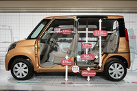 室内長はクラストップの2215mmを確保。340mmに抑えられたリアスライドドアのステップ高も特徴となっている。