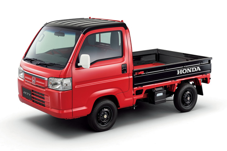 こちらも「アクティ トラック スピリットカラースタイル」で、カラーリングはホンダのパワープロダクツ（はん用機器）をイメージしたという「フレームレッド×ブラック」。