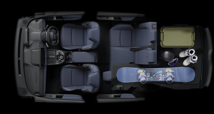 長尺物を積んだ「トレイルシーカー」のシートアレンジ例。