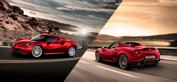 「アルファ・ロメオ4C」（左）と「4Cスパイダー」（右）。