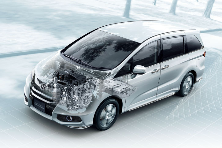 ハイブリッドシステムの透視図。