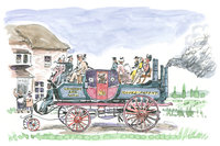 
	ゴールズワージー・ガーニーの蒸気自動車。ガーニーは1829年にも、蒸気トラクターで客車をけん引する乗り合いバスを製作している。
	