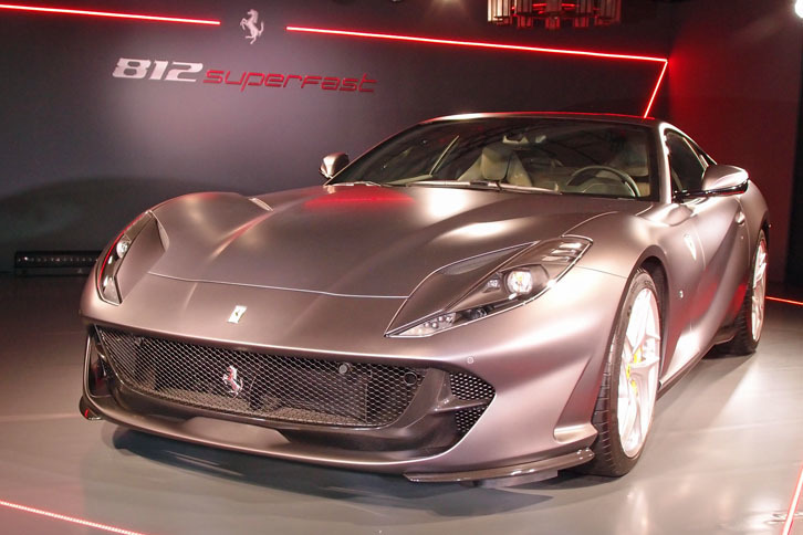 2017年5月に日本でお披露目されたフェラーリの新たなフラッグシップ「812スーパーファスト」。