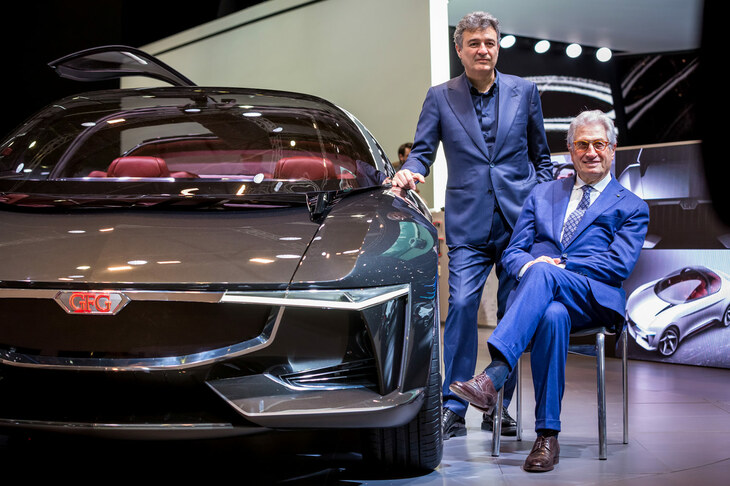 ジョルジェット（写真向かって右）とファブリツィオ（同左）のジウジアーロ親子。