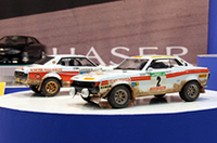 アオシマの1/24RA20セリカ2000GTポルトガルラリー仕様（手前）とRACラリー仕様（奥）。価格は1890円で、RACは9月下旬、ポルトガルは10月下旬発売予定。