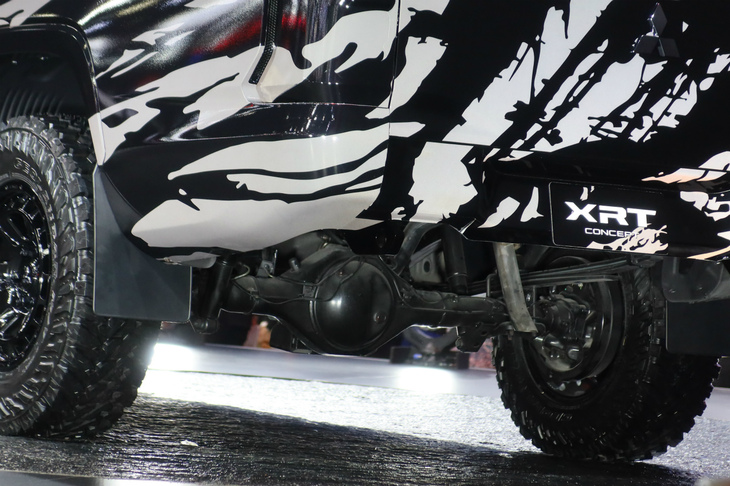 立派なリアデフ（ケース）をのぞき見る。リアサスペンションはリーフリジッドだ。