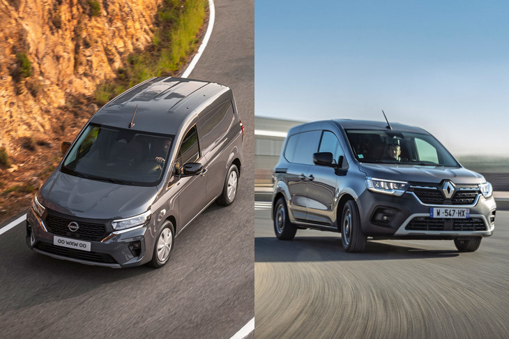 小型商用車の「ルノー・カングー」（右）と「日産タウンスター」（左）。