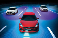 ブラインドスポットモニターの作動イメージ。