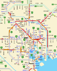 首都高速道路の路線図は、渋滞のため、日常的に多くの路線が赤く染まる。2018年は、その大幅な解消が期待される。
