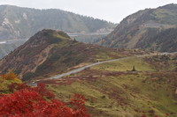 白根山の山腹を走るワインディングロード。かつては志賀草津道路と呼ばれる有料道路だったが、現在では無料で通行することができる。
    