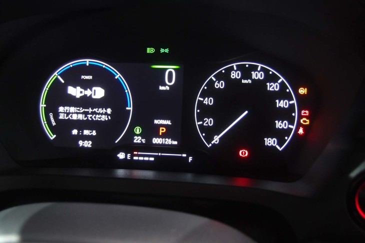 ホンダ・ヴェゼルe：HEV PLaY（メーターパネル）
