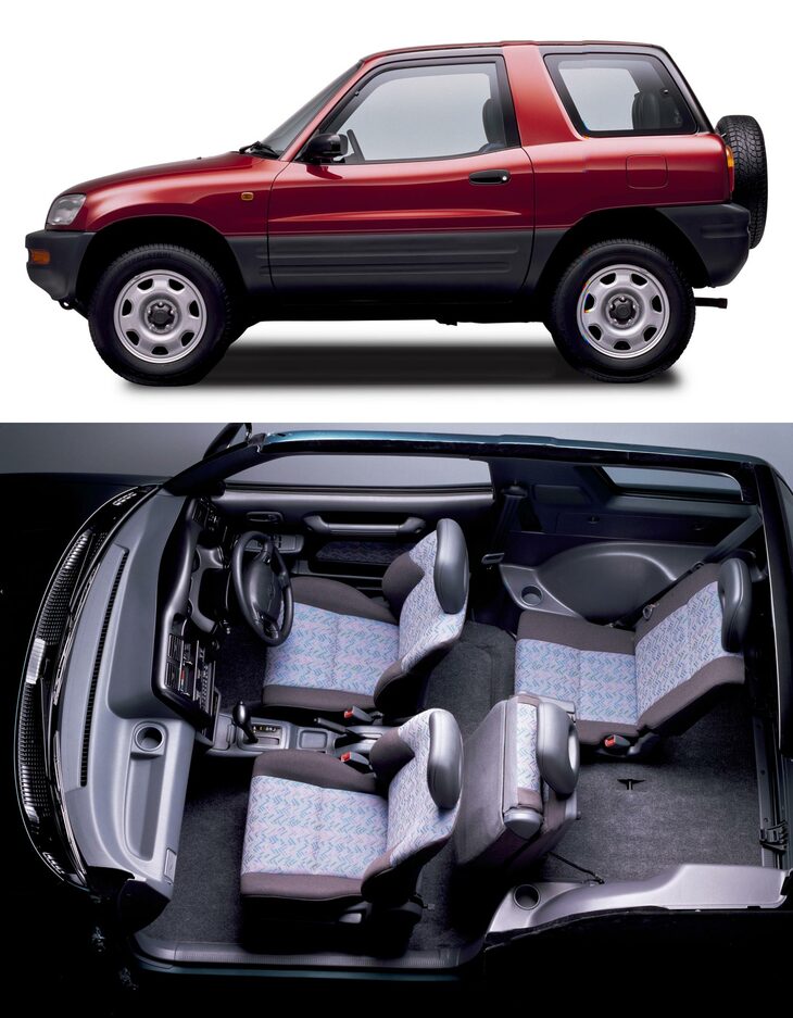 カローラ店で販売された「RAV4 L」とそのインテリア。「RAV4 J」と同Lの違いは、グリルの意匠のちょっとした差異ぐらいだった。