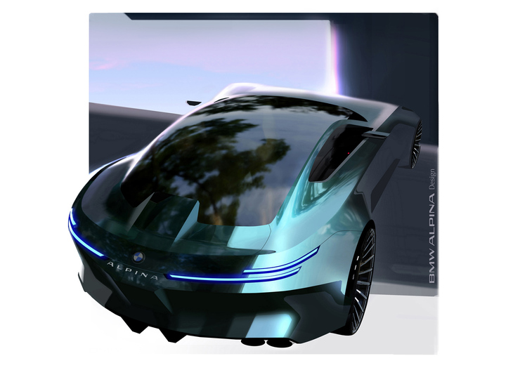 高性能なスポーツカーを思わせる「ビジョンBMWアルピナ」のデザインスケッチ。実際の市販モデルがどうなるか、楽しみなような、怖いような……。