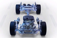 「レヴァンテ ハイブリッド」のベアシャシー（イメージ）。パワーユニットは、2リッター直4 SOHCのガソリンターボエンジン。ベルトスタータージェネレーターが組み合わされる。