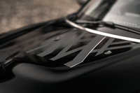 見る角度によってブラックからシルバーに変化する、特殊加工が施されたボンネットストライプ。