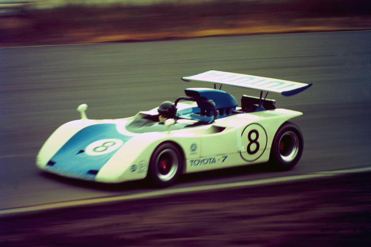 ヤマハ製の5リッターV8エンジンを搭載した1969年型「トヨタ7」。トヨタ7は日本グランプリでの優勝は果たせなかったものの、鈴鹿1000kmや日本Can-Amなどで優勝し、その実力を示した。写真は1969年7月の全日本富士1000kmレースで優勝した個体。