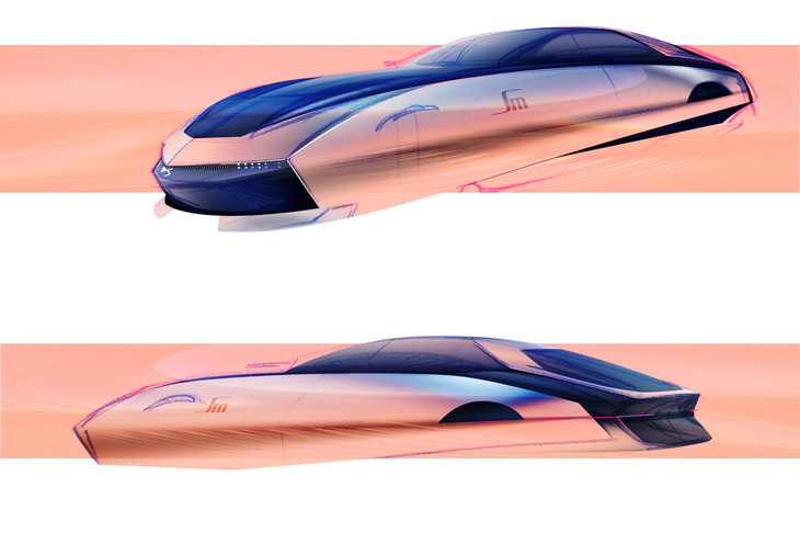 「SMトリビュート」の、エクステリアデザインのイメージスケッチ。