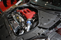 R35「GT-R」をスープアップした「Greedy 35RX」のエンジン。VR38DETTを4309ccまで拡大してフルチューン、最高出力1205.9ps、最大トルク150.1kgmを絞り出している。