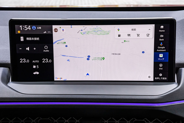 ホンダ・アコード（センターディスプレイの地図表示画面）