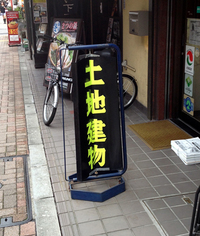 昭和の残像1。風力を頼りにしたクルクル回る看板。田町にて。