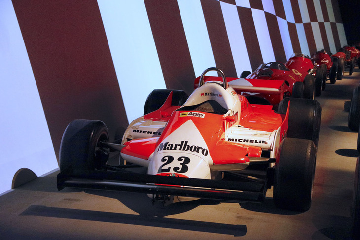 1981年のF1マシン「アルファ・ロメオ179B」にも「Agip」のステッカーが貼られていた。トリノ自動車博物館蔵。