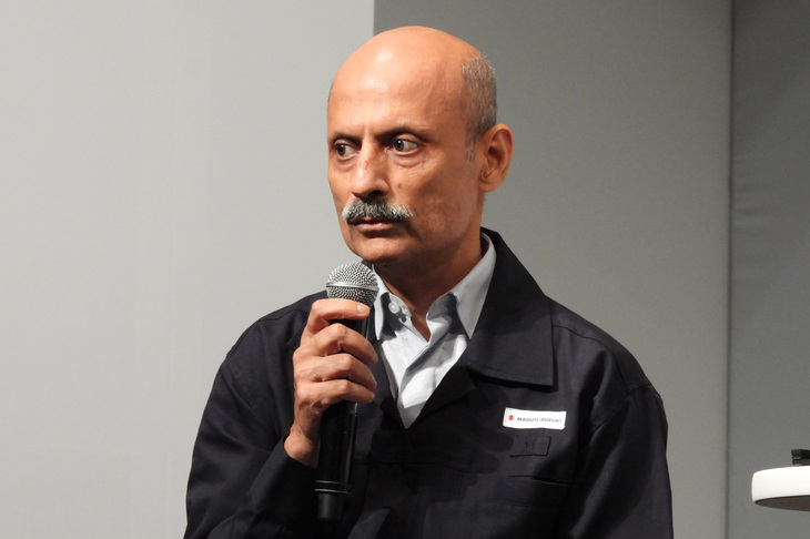 技術戦略説明会より、マルチスズキで四輪技術担当を務めるTarun Aggarwal（タルン・アガルワル）氏。