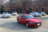 Dセグメントセダン比較は、ドイツ御三家に、ダウンサイジングターボ搭載の「レクサスIS200」と、『CG』初登場となる「ジャガーXE」のディーゼル車が挑む。（photo：北畠主税）