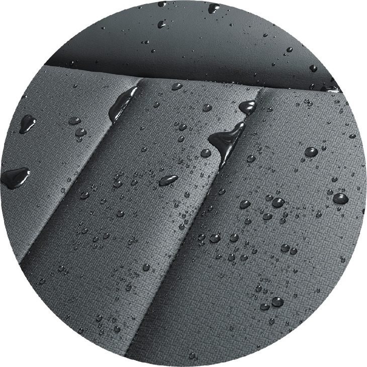 「セルクロス」のシート表皮のイメージ。防水にして透湿性のあるシート地は、アウトドアユースの多いSUVなどには最適といえる。