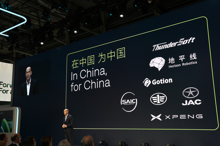 VWグループのラルフ・ブラントシュテッター中国担当執行役員によるスピーチの様子。