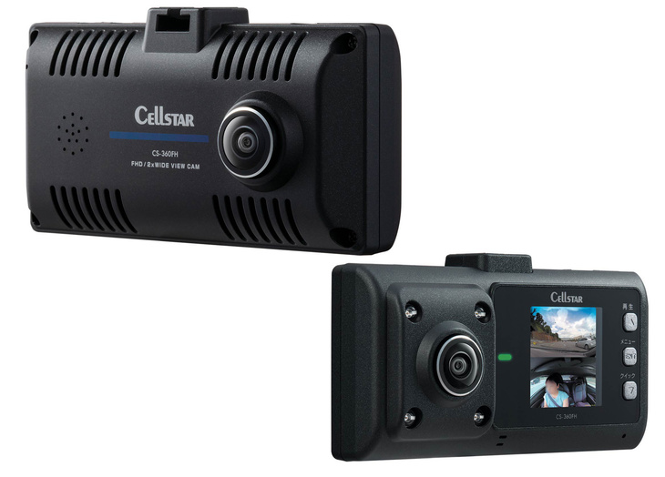 本体前後に180度の広角レンズを備えて360度の映像が記録できる、セルスターの「CS-360FH」。バックアップ電源にスーパーキャパシタを用いるなどして安全面にも配慮されている。
	オープン価格（実勢価格：4万円前後）