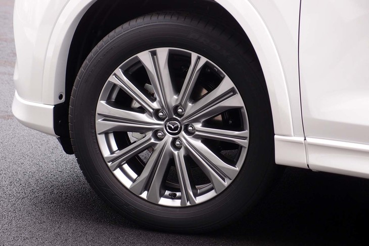 「エクスクルーシブモード」の19インチホイール。ホイールハウス周辺のプロテクター類はボディー同色となる。