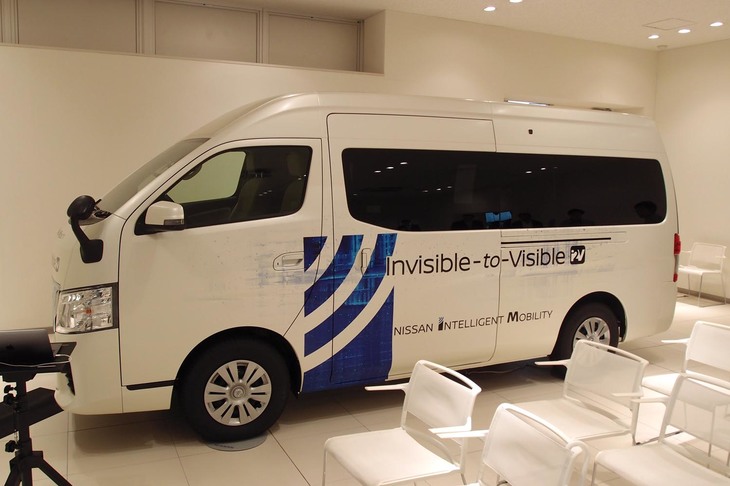 今回は、静止状態の車両（写真）を使って、アバター（分身）との同乗ドライブを疑似的に体験した。