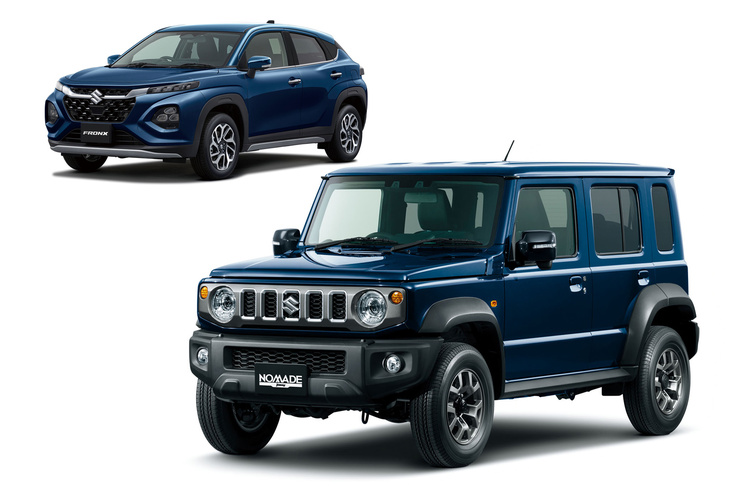 「セレスティアルブルーパールメタリック」は「フロンクス」にも設定のあるボディーカラーで、ジムニー一族では「ノマド」のみに用意される。