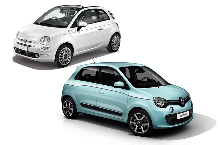 いっぽうで、海外で本当に“かわいいクルマ”がないかといえば、さにあらず。「フィアット500」（写真左上）や「ルノー・トゥインゴ」（同右下）といった車種が登場しては、人気を博してきた。