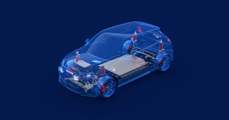 駆動用モーターはフロントアクスルに搭載される。高性能グレード「GTS」の場合で最高出力218PS、最大トルク300N・mを発生する。