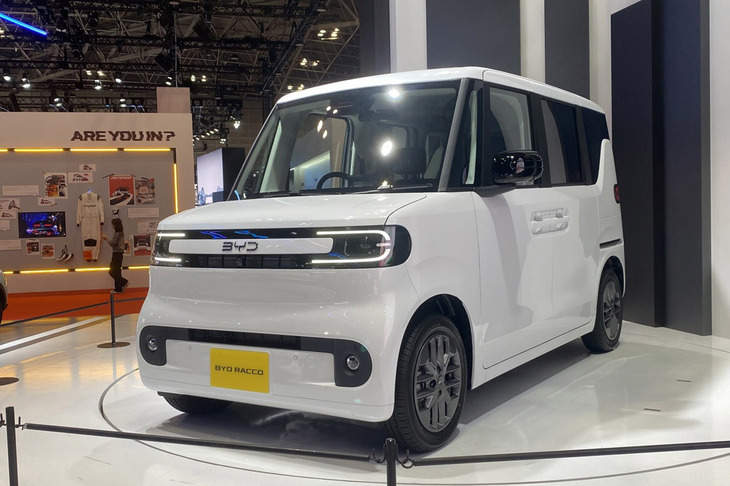 一番に向かったのがBYDブース。お目当てはもちろん軽BEV「ラッコ」である。海外メーカーがつくった軽規格BEVの仕上がりやいかに。