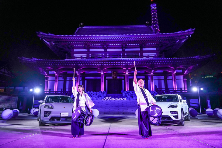 新型「ポルシェ・マカン」のローンチイベントで行われた和太鼓パフォーマンスの様子。