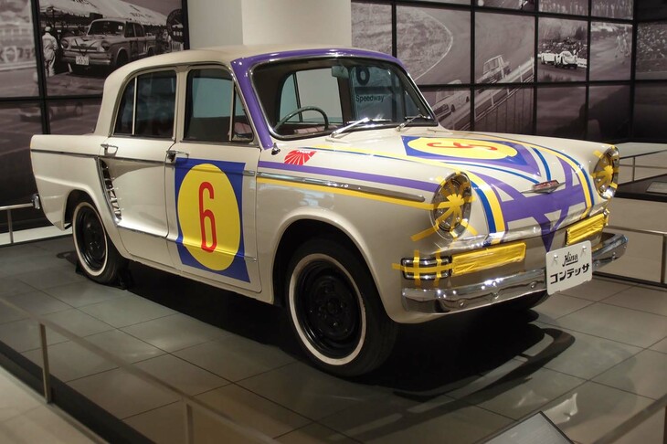 第1回日本グランプリでクラス優勝を飾った「日野コンテッサ900」（1961年）。